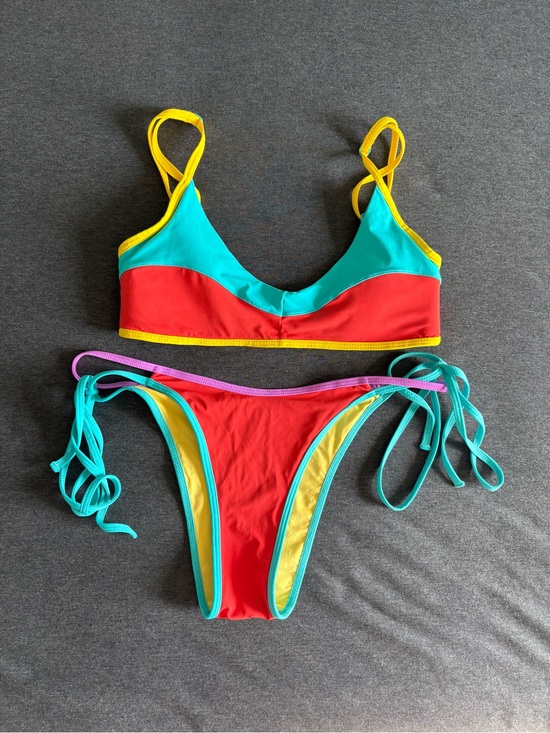 Oneone Other - ONEONE Swim Ariane Alexa Bikini Set Brighton Colorblock Red Teal Yellow Retro